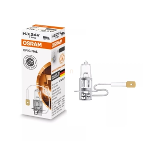   Osram Original Line 24V H3 halogén fényszóró izzó, 24V, 70 W, OEM minőség, nagy fényerő teherautókhoz, 64156, 1 db/doboz