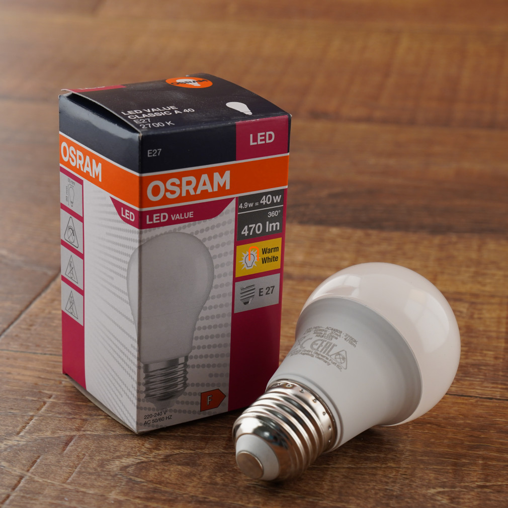 Osram E27 LED Value 4,9W 470lm 2700K melegfehér 200° - 40W izzó helyett