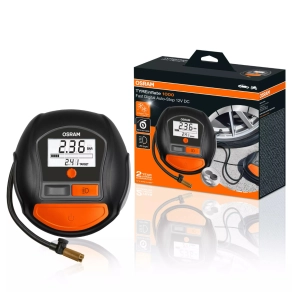   Osram Tyreinflate 1000 gyors digitális gumiabroncs kompresszor feltekeredő kábellel, automatikus leállítással és LED világítással, 2 perces felfújási idő, OTI1000