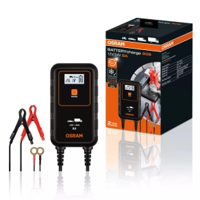   Osram Batterycharge 908, 8 A intelligens akkumulátortöltő 12 V és 24 V rendszerekhez, 7/9 lépcsős töltés, háttérvilágított LCD kijelző, OEBCS908