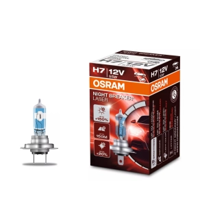  Osram Night Breaker Laser H7 halogén fényszórólámpa, 12 V, 55 W, 1500 lm, PX26d foglalat, akár +150% fényerő, 64210NL, 1 darab/doboz
