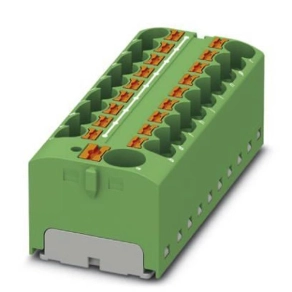   Elosztóblokk PTFIX 10/18X4 GN, 0,5-10mm2, 57/32 A 450 V sínre szerelhető, rugós csatlakozás, 3273908