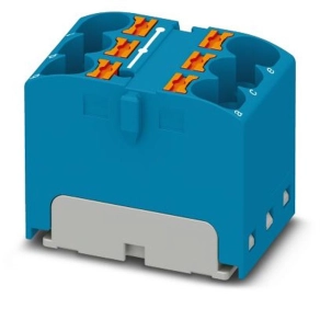   Elosztóblokk PTFIX  6X4 BU, 0,2-6mm2, 32 A 450 V sínre szerelhető, pattintható csatlakozás, 3273792