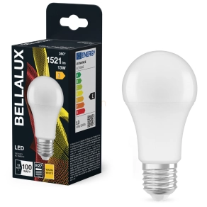   Bellalux E27 LED, 13W, 1521 lm, 2700 K, melegfehér, opál műanyag-100 W normál izzó helyett - Classic A