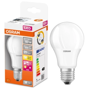   Osram E27 LED Star+ 8,8W 806lm 2700K melegfehér, fényérzékelővel - 60W izzó helyett