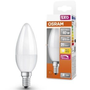   Osram E14 LED SStar gyertya 4,9W 470lm 2700K melegfehér, szabályozható 280° - 40W izzó helyett