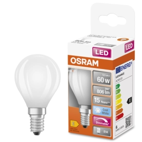   Osram E14 LED SStar kisgömb 5,5W 806lm 4000K hidegfehér, szabályozható 320° - 60W izzó helyett