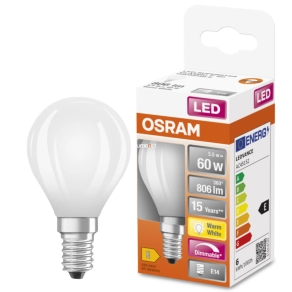   Osram E14 LED SStar kisgömb 5,5W 806lm 2700K melegfehér, szabályozható 320° opál - 60W izzó helyett