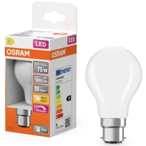   Osram B22d LED 7,5W, 1055 lm, 2700 K, melegfehér, dimmelhető, opál üveg-75 W izzó helyett - Superstar Classic A