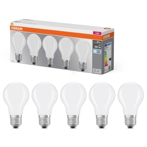   Osram E27 LED 7W, 806 lm, 4000 K, hidegfehér, opál üveg-60 W normál izzó helyett, 5 darabos - Base Classic A