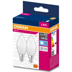   Osram E14 LED Value Classic gyertya fényforrás 4,9W, 470 lm, 4000 K, 40 W izzó helyett (2 darabos)
