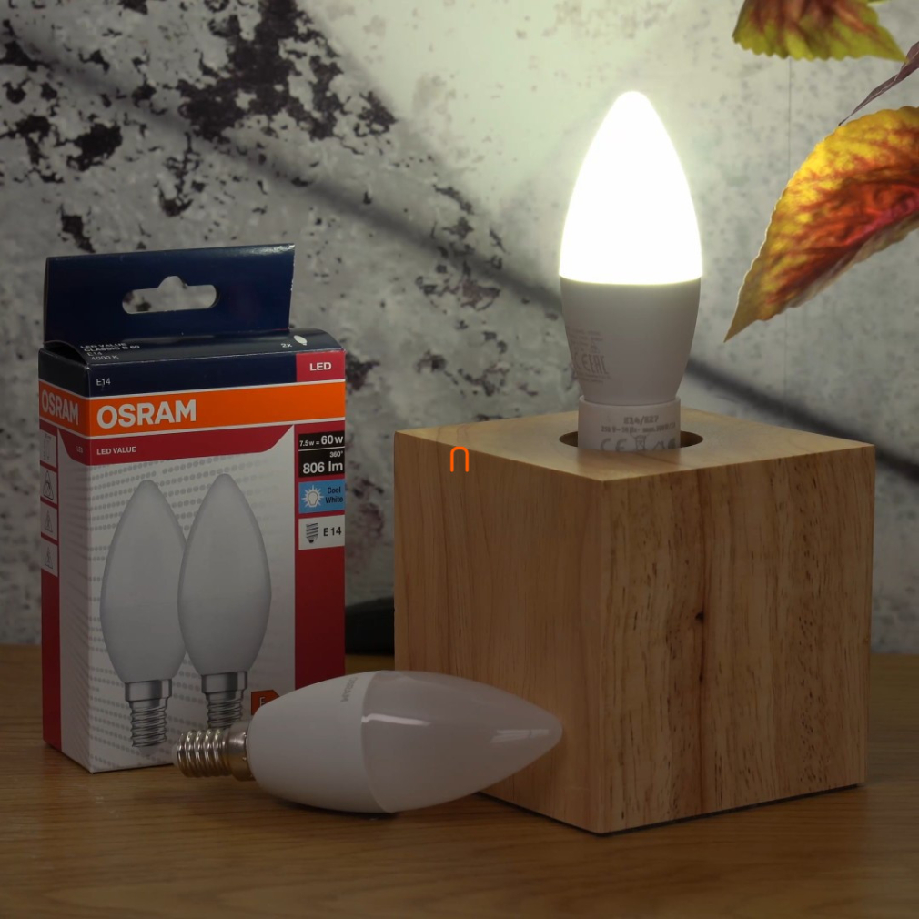 Osram E14 LED Value Classic gyertya fényforrás 7,5W, 806 lm, 4000 K, 60 W izzó helyett (2 darabos)