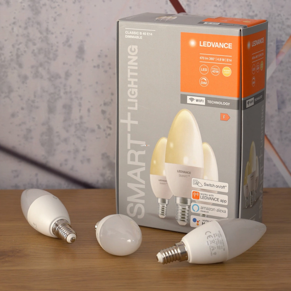 Ledvance Smart+ WIFI E14 LED gyertya 4,9W 470lm 2700K meleg fehér 3db/cs - 40W izzó helyett