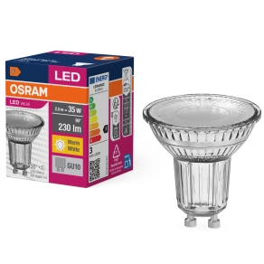   Osram GU10 LED 2,6W, 230 lm, 2700 K, melegfehér, áttetsző üveg-35 W izzó helyett - Value Spot PAR16