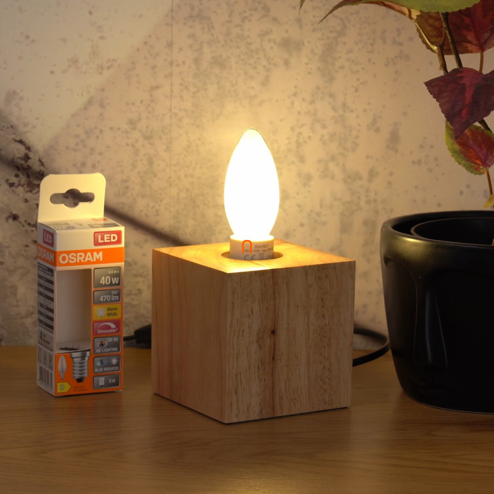 Osram E14 LED SStar+ gyertya 3,4W 470lm 2700K melegfehér, szabályozható 300° opál - 40W izzó helyett