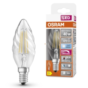   Osram E14 LED SStar+ csavart 3,4W 470lm 4000K hidegfehér, szabályozható 300° víztiszta - 40W izzó helyett