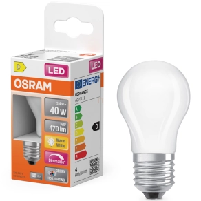   Osram E27 LED SStar+ kisgömb 3,4W 470lm 2700K melegfehér, szabályozható 300° opál - 40W izzó helyett