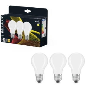   Bellalux E27 LED, 7,5W, 1055 lm, 2700 K, melegfehér, opál üveg-75 W normál izzó helyett, 3 darabos - Classic A