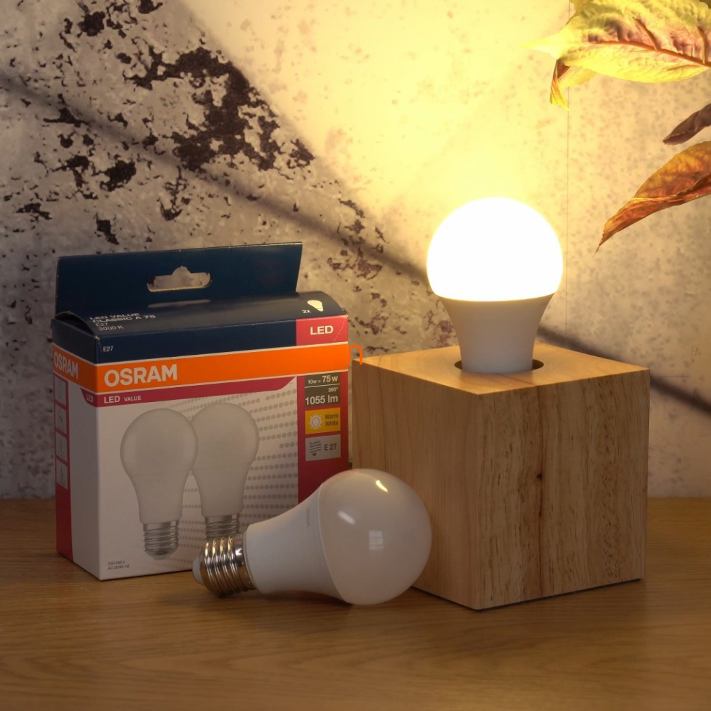 Osram E27 LED Value Classic 10W, 1055 lm, 3000 K, 75 W izzó helyett (2 darabos)