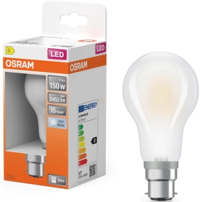   Osram B22d LED 17W, 2452 lm, 4000 K, hidegfehér, opál üveg-150 W izzó helyett - Star Classic A
