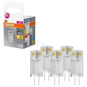   Osram G4 LED tűlábas, 0,9W, 100 lm, 2700 K, melegfehér, alumínium, műanyag-10 W izzó helyett, 5 darabos, 5 darabos - Base Special Pin Clear