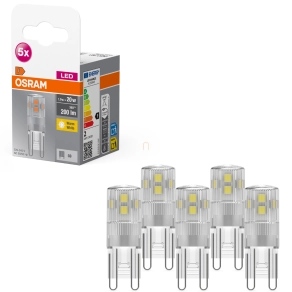   Osram G9 LED 1,9W, 200 lm, 2700 K, melegfehér, alumínium, műanyag-20 W izzó helyett, 5 darabos - Base Special Pin Clear