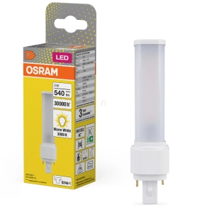   Osram G24d-1 csapos LED fénycső 5W, 540 lm, 3000 K, melegfehér, fehér műanyag-13 W fénycső helyett Dulux D10 EM