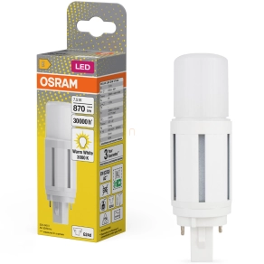  Osram G24d csapos LED fénycső 7,5W, 870 lm, 3000 K, melegfehér, fehér műanyag-18 W fénycső helyett Dulux D18 VT EM