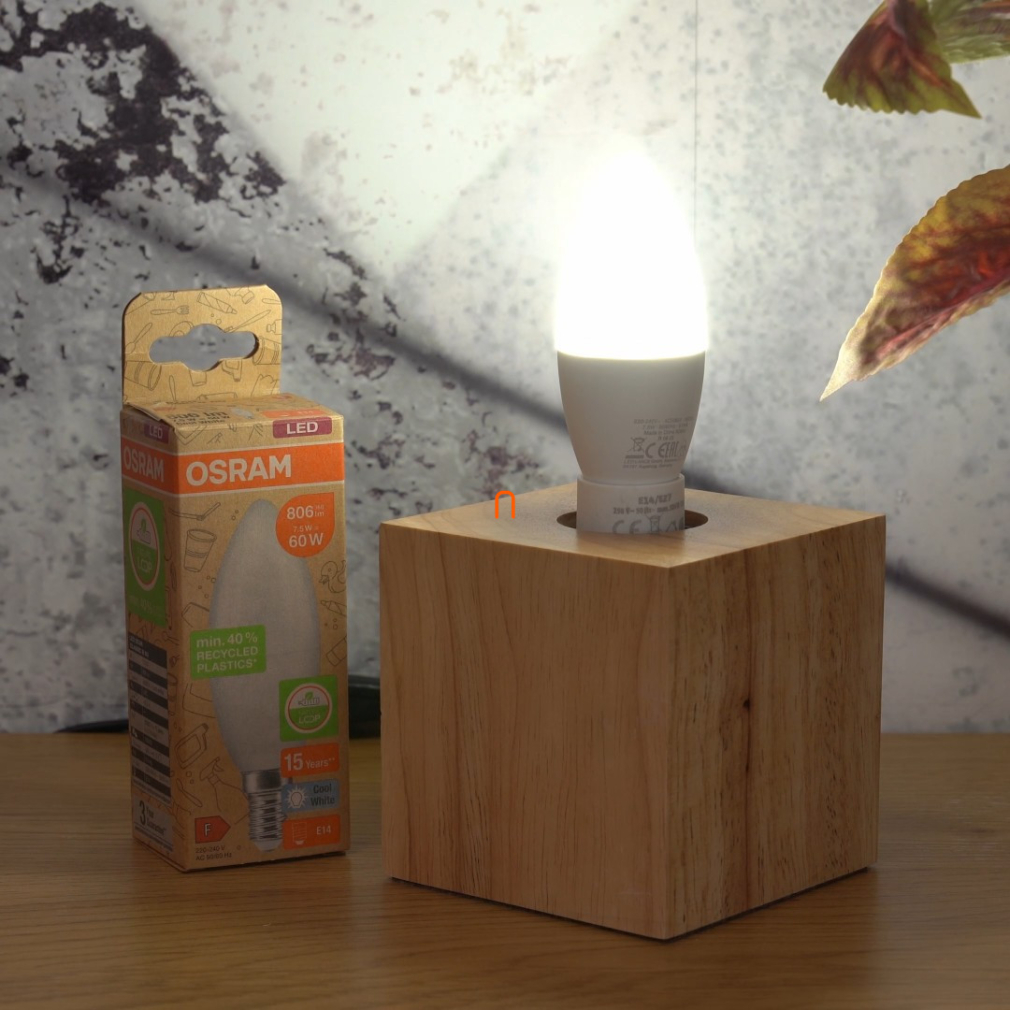 Osram újrahasznosított E14 LED, 7,5 W, 806 lm, hidegfehér fényű (Classic-B)