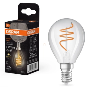   Osram E14 LED kisgömb, 4,6W, 470 lm, 2700 K, melegfehér, dimmelhető, áttetsző üveg-40 W izzó helyett - Vintage 1906 Classic P45