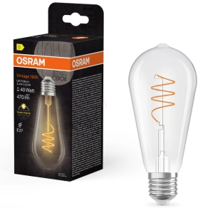   Osram E27 LED Vintage, 3,4W, 470 lm, 2700 K, melegfehér, áttetsző üveg-40 W izzó helyett - Vintage 1906 Classic ST64 
