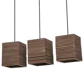   Ledvance Decor Cardboard Square – Dekoratív kartonpapír függesztett lámpa 3xE27 foglalattal, barna színben, IP20