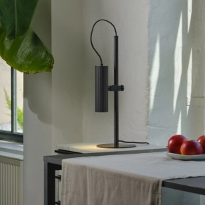   Ledvance Decor Drums Table GU10 Black – Dekoratív asztali lámpa matt fekete alumínium házzal, GU10 foglalattal, cserélhető fényforrással, beépített kapcsolóval