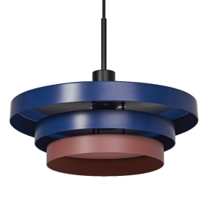   Ledvance Decor Layers Pendant – Dekoratív kék-rózsaszín rétegelt függesztett lámpa E27 foglalattal, fém lámpa textil kábellel, 400 mm átmérő