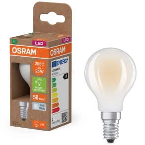   Osram E14 LED kisgömb, 1,2W, 255 lm, 4000 K, hidegfehér, opál üveg-25 W izzó helyett - Superstar+ Classic P