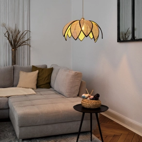   Rattan függesztett lámpa, lótusz virág formájú, 48 cm - Osram Decor Rattan Lotus, 1xE27 foglalattal, 220-240 V