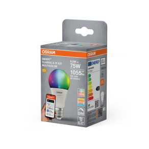   Osram Smart+ Matter Classic Multicolor E27 LED, 9,5 W, 1055 lm, 2700-6500 K +RGB, dimmelhető