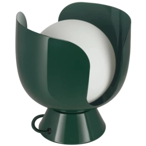   Osram Decor Corolle – Asztali kehelyformájú lámpa E14 foglalattal, zöld fém és üveg anyagból, textil kábellel, retro stílusban