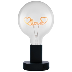   Osram 1906 Letter Table Love - Vintage asztali lámpa E27 foglalattal, neon színű LED-es "Love" felirattal, 1,2W, 1200K, fekete fém és üveg
