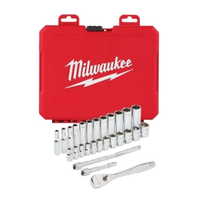   Milwaukee 1/4 racsnis dugókulcs készlet metrikus (28 részes) 493246494343