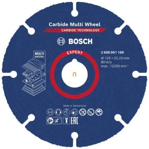   Bosch vágótárcsa 125mm Karbid Multi Wheel (2608901189) Megmunkálható anyagok: fa, vastartalmú fémek, alumínium lemez, műanyag