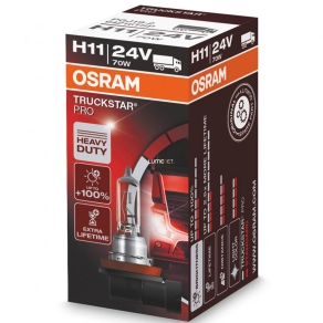   Osram Truckstar Pro H11 teherautó halogén fényszórólámpa, akár 2,5-szeres élettartam, 120%-kal több fény, 3200 K színhőmérséklet, erős rezgésállóság, 64216TSP, 1db/doboz