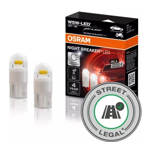   Legális Osram Night Breaker W5W LED jelzőizzó, 5700K színhőmérséklet, univerzális polaritás, W2.1x9.5d foglalat, közúton legálisan használható, 2825DWNB, 2 darab/csomag