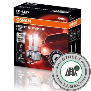   Legális Osram Night Breaker H1 LED fényszóró szett, ECE engedéllyel,  6000K hidegfehér fény, 1550 lumen fényáram, P14.5s foglalat, 64150DWNB, 2 darab/csomag