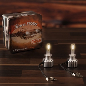   Osram LEDriving HL Vintage +300% H1 autós LED tompított, távolsági és ködlámpa szett, +300% fényerő, 2700K meleg fehér fény, 1200 lumen fényáram, P14.5s foglalat, 64150DWVNT, 2 darab/csomag