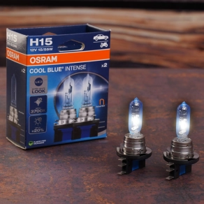   Osram Cool Blue® Intense (Next Gen) H15 halogén fényszórólámpa, akár 20%-kal nagyobb fényerő, LED-es megjelenés, extra fehér fény, 12V, 15/55W, akár 3700K, 64176CBN-2HB 2 darab/csomag