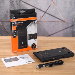   Osram LEDinspect DUAL CHARGE PAD, vezeték nélküli töltőlap két szerelőlámpához, USB-A kimenet, IP20/IK08 minősítés, mágneses és csavaros rögzítés, LEDIL424, mágneses töltő Wire-Free szerelőlámpákhoz