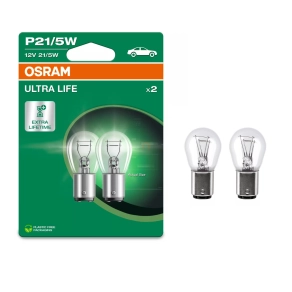   Osram Ultra Life P21/5W jelzőizzó, 12V, BAY15d foglalat, hosszú élettartam, 7528ULT-2BL, 2db/bliszter