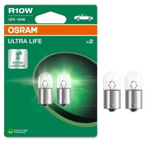   Osram Ultra Life R10W jelzőizzó, 12V, BA15s foglalattal, kis méretű, 125 lumen fényáramú izzó, akár négyszer hosszabb élettartammal, 5008ULT-2BL, 2db/bliszter