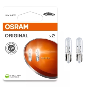   Osram Original Line 2721 műszerfalizzó, 12V, 1W, 7,5 lumen, kompakt méretű ék alakú üvegfoglalattal, hosszú élettartamú belső világítási megoldás, 2721-2BL, 2db/bliszter